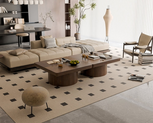34.6-Inch Square Wood Veneer Coffee Table – Brown Finish