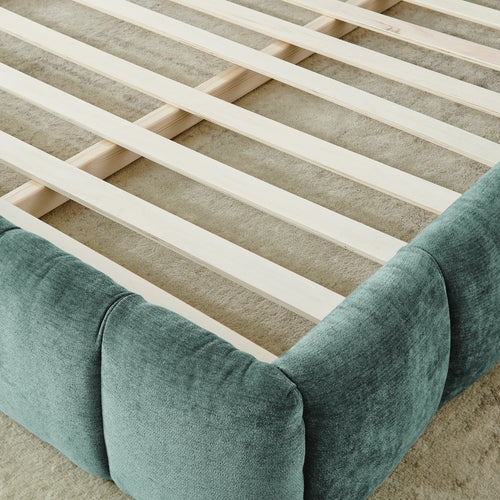 California King size Upholstered Bed Frame - Thick Chenille Fabric, Modern Platform Bed