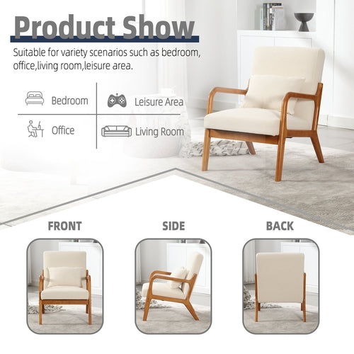 Modern Accent Chair - Solid Wood Lounge Armchair with Padded Seat