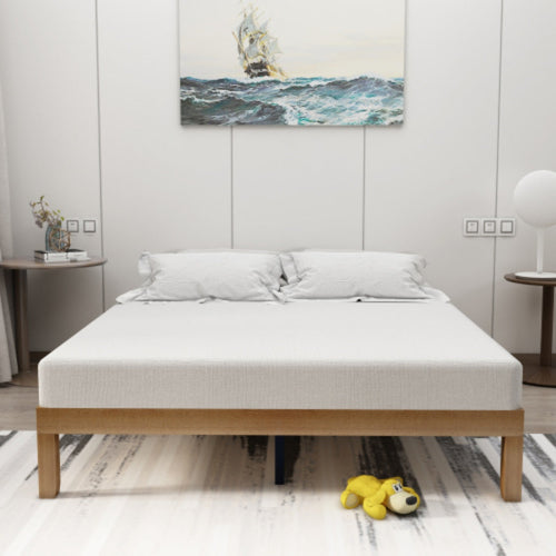 Natural Solid Wood Queen Platform Bed Frame