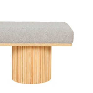 Upholstered Bench with Chunky Legs Light Grey Boucle Fabric