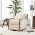 Beige Corduroy Swivel Barrel Chair