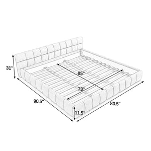 California King size Upholstered Bed Frame - Thick Chenille Fabric, Modern Platform Bed