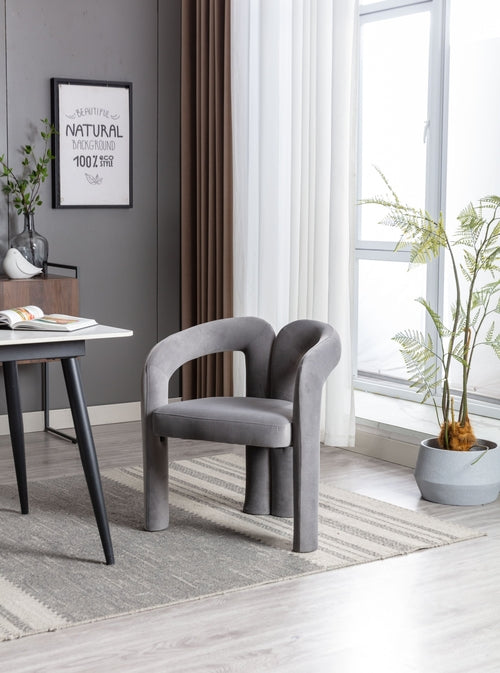 Contemporary Velvet Fabric Upholstered Accent Chair - Modern Dining Chair