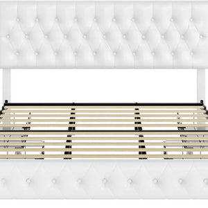 Queen Upholstered Bed Frame With Under Bed Drawers