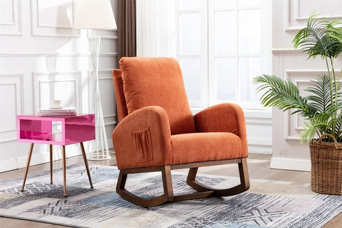 Modern Glider Rocking Chair with Wood Legs
